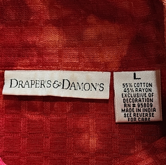 Draper's & Damon's Vintage Floral Embroidered Red Orange Jacket L - Picture 8 of 8